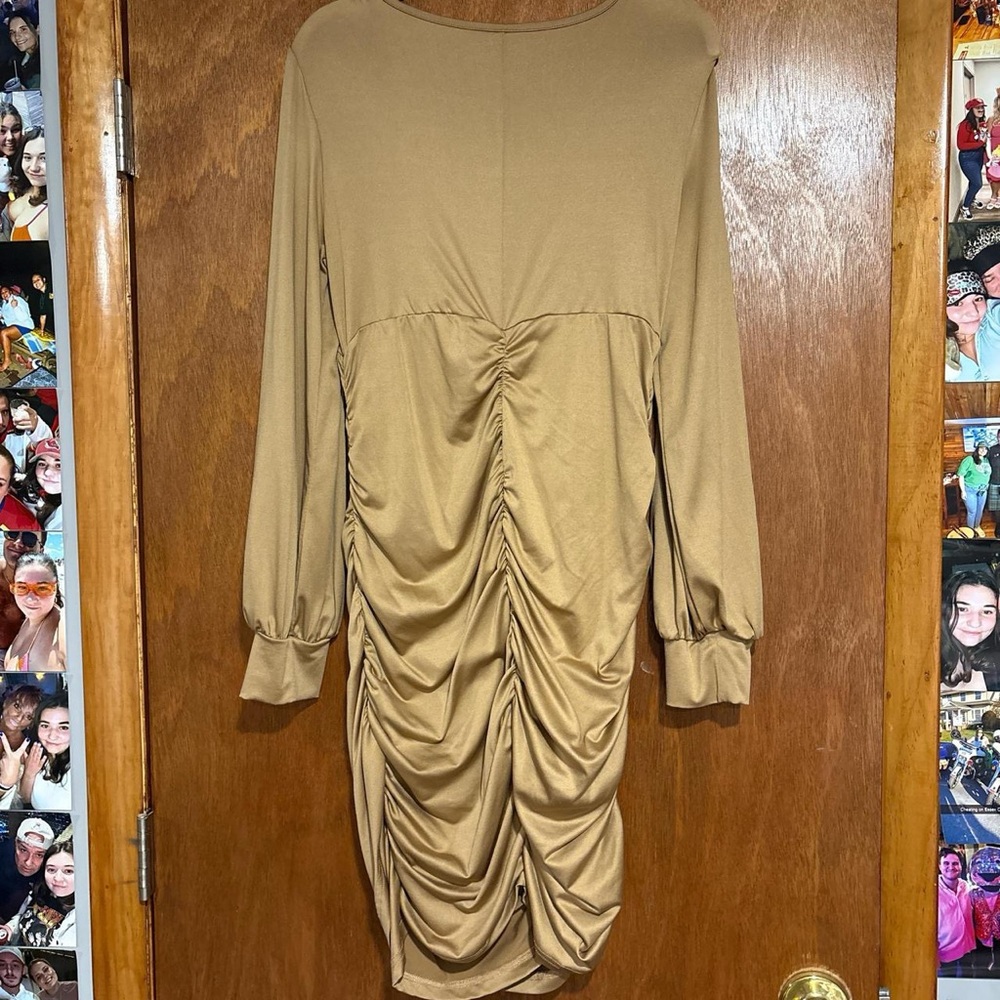 Cider Gold Ruched Dress - Picture 2 of 3